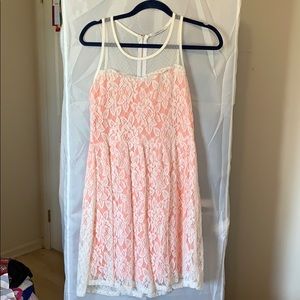 Pink floral dress with mesh!